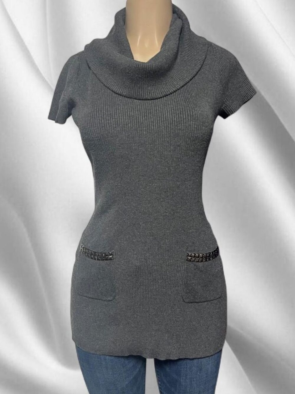 RW&Co. Grey Knit Studded Sweater